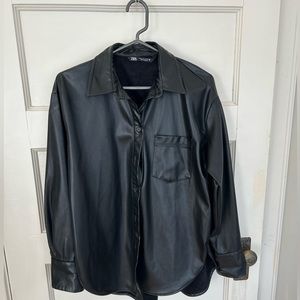 Faux leather Zara jacket/button up